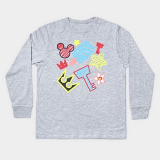 Kingdom Hearts drawing pattern - lite Kids Long Sleeve T-Shirt